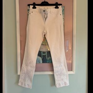 DL1961 MARA straight jeans with white embroidery